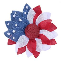 Decorative Flowers Great Independence Day Garland USA Flag Bright Color Eco-friendly Front Door Wreath Po Prop