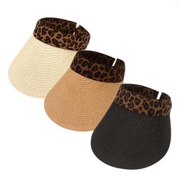 Wide Brim Hats Patchwork Empty Top Hat Outdoor Travel Beach Fashion All Match Sun Visor Summer Mixed Colours Straw Women