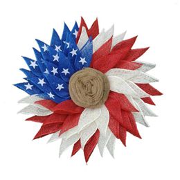 Decorative Flowers 2023 Independence Day Flower Wreath Patriotic Hawaiian Party Decorations Home Decoration Flag Americana Poly