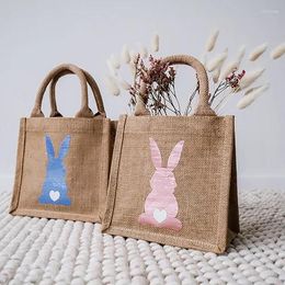 Gift Wrap Jute Chocolate Candy Treat Present Tote Bag Kid Boy Girl Garden Egg Hunt Basket Happy Easter