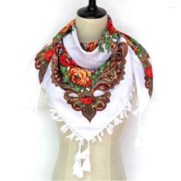 Scarves Sell Russia Wquare Fashion Decorative Scarf Handmade Tassel Flower Design Blanket Shawl Handkerchief For Women