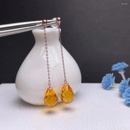 Dangle Earrings Shilovem 18k Yellow Gold Citrine Drop Fine Jewelry Women Party Classic Plant Christmas Gift 8 11mm Myme081155411j