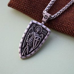 Chains Shield Protection St. Michael Necklace Russian Orhodox Pendant Amulet Jewellery