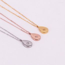 Pendant Necklaces Stainless Steel Lover Crystal Water Drop Pendants Necklace Couple Romantic Star Women Bride Wedding Jewellery