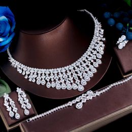 Pendant Necklaces ThreeGraces Luxurious Dubai Nigeria Cubic Zirconia 4pcs Bridal Jewellery Set for Women Wedding Banquet Dress Accessories TZ727 230506