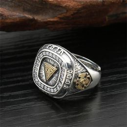 Antique Retro Silver Free Mason Masonic Ring ancient Freemasonry Eye Jewellery for men women adjustable Size