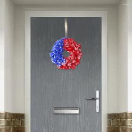 Decorative Flowers Door Wreath Pendant Patriotic Festival Realistic Looking 4th Of July Independence Day Garland Hanging