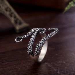 Cluster Rings SA SILVERAGE 925 Sterling Silver Vintage Punk Octopus Ring For Women Cool Men Adjustable Fine Jewellery Couple