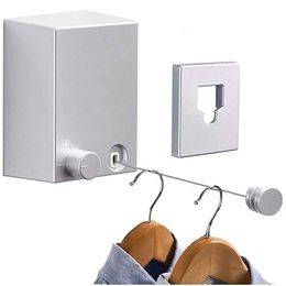 Organisation New Retractable Clothesline Wallmounted indoor Outdoor Washing Clothes Hanger Laundry Drying Line Balcony Invisible Drying Line