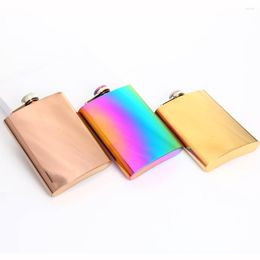 Hip Flasks 8oz Gradient Color Portable Stainless Steel Flask Flagon Whiskey Wine Pot Leather Cover Bottle Travel Drinkware