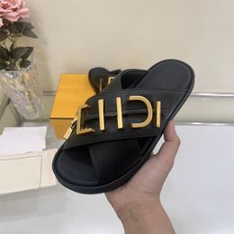 designer sandal platform sandale slides women sandals thick bottom Flip Flops summer flat shoes velcro casual beach genuine leather high quality with box 10A