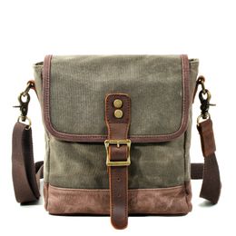 Briefcases Olive Green waxed Canvas Everyday Purse Sling Shoulder Bag 230506