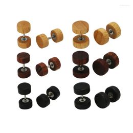 Stud Earrings 1 Pair Natural Wood Ear Unisex Earings Fashion Jewellery Steel Piercing Women Men Lovers