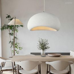 Pendant Lamps Designer Recommended Wabi-sabi Fashion Simple White Grey Kitchen Restaurant Bar Living Room E27 Selling Chandelier