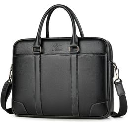 Briefcases Men's Tote Bag PU Leather Briefcase Male Laptop s for Men Large Handbags Computer Business Shoulder Messenger 230506