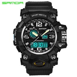 Wristwatches Men Multi Function Digital Watch Sport Waterproof Water Resistant LED Back Light Luminous Dual Display Wristwatch