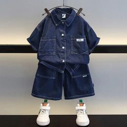 Clothing Sets 2023 Spring summer Children Clothes Boys Suit Denim Tops Jeans Pants 2PcsSet Infant Casual Outfits Kids outfit 212 years 230506