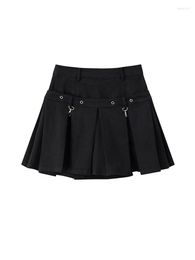 Skirts Goth Dark Sexy Gothic Mini Black Grunge Punk Style Pleated High Waist Women Skirt With Rivet Patchwork Fashion Partywear