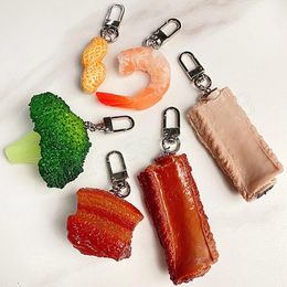 Fashion Simulation Food Keychain Creative Meat Vegetables Food Model Key Ring Gift Car Bag Key Pendant Accessories