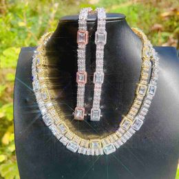 New Design Silver Chain Necklace 925 Sterling Gold Vvs Moissanite Baguette Cuban Link Chain