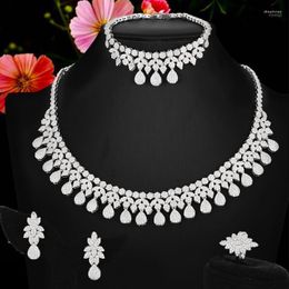 Necklace Earrings Set & Kellybola Cubic Zirconia Elegant 4PCS Jewellery For Women Wedding Earring Bangle Ring Dubai Jewellery 2023 Stre22