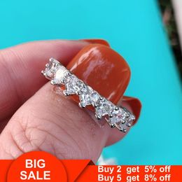 Cluster Rings 2023 Heart Promise Ring Real Silver Color Full Cz Stone Statement Party Wedding Band For Women Bridal Jewelry