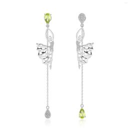 Dangle Earrings Brand Genuine Luxury Real Jewels Paris Dancer Natural 925 Sterling Silver Plated 18k Gold Fashion Colourful Treasure Long