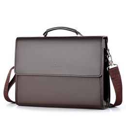 Briefcases Men's Business Briefcase Brand Crossbody Bag High Quality PU Leather Shoulder TopHandle Computer 230506