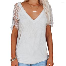 Women's Blouses 2023 Fashion V-neck Feather Lace Sleeve Women's Top Casual Street Short Loose Fitting Shirt
