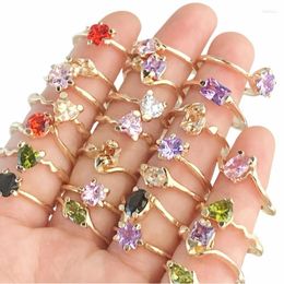 Wedding Rings Bulk Lots 30pcs Colourful Zircon For Women Promise Elegant CZ Accessory Anniversary Gifts Jewellery Wholesale 3izard