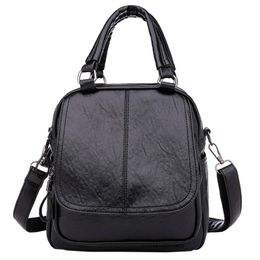 Outdoor Bags Vintage Girl Leather School Bag Backpack Satchel Student Travel Shoulder Multi-Function Small Ladies