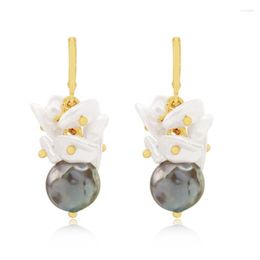 Dangle Earrings Elegant Imitation Pearls Copper Round Huggie Drop Golden Charm Jewelry For Women
