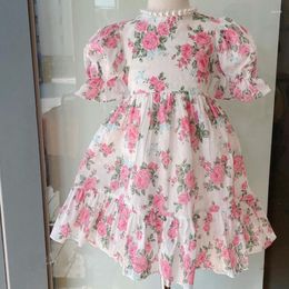 Girl Dresses Wholesale Baby Summer Pink Floral Vintage Princess Dress For Party Casual Wear