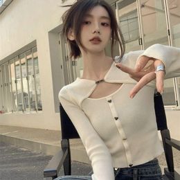 Women's Polos 2023 Spring French Style Pure Desire Trend Design Sense Of Thin Leggings All Match Temperament Top Female