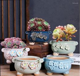 Vases Ceramics Hand Kneaded Flowers Succulent Flowerpot Korean Coarse Pottery Ventilation Large Bore Old Pile Basin