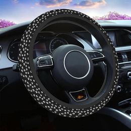 Steering Wheel Covers Dog Print Auto Car Cover For Women Girls Foot Dark Cute 15 Inch Protector