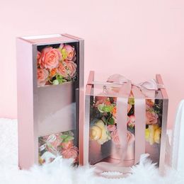 Gift Wrap Valentine's Day Luxury Heart Shape Paper Box Crystal Rose Packaging Drawer Jewellery Flower