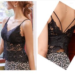 Women's Tanks Women's Crop Tops Y2k Summer Vintage Black Lace Strap Sexy V-neck Bow Slim Fit Tank Top Mini Underlay