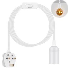 Pendant Lamps UK Plug 2/3/4M Lights Power Cord Cables E27 Lamp Base Holder With Switch Wire Fixture Hanglamp Suspension Socket