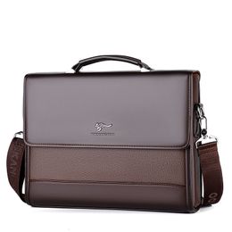 Briefcases Male Handbags Pu Leather Men's Tote Briefcase Business Shoulder Bag for Men 2023 Brand Laptop Bags Man Organizer Documents 230506