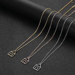 Pendant Necklaces Simple Dainty Hollow Geometic House Necklace For Women Girl Gold Colour Minimal Romantic Home Boho Jewellery Female Party