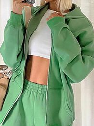 Women's Two Piece Pants Women Autumn Winter Sportswear Solid Suits Warm Long Sleeve Zipper Top Wide Leg Ladies Matching Set Streetwear