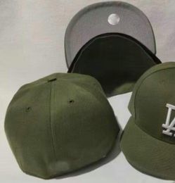 Ready Stock Wholesale High Quality Men's Los Angeles Sport Team Fitted Cap LA Flat Brim on Field Hats Full Closed Design Size 7- Size 8 Fitted Baseball Gorra Casquette A1