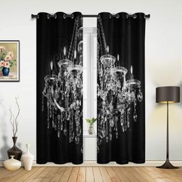 Curtain Black And White Chandelier Curtains For Bedroom Kids Room Living Window Luxury Kitchen