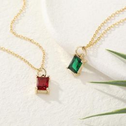 Pendant Necklaces CottvoMinimalist Petite Gold Plated 6 Colours Square Zircon Womens Girls Collars Clavicle Chain Jewellery