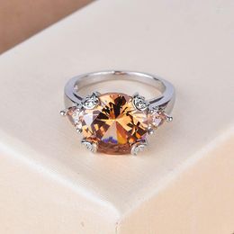 Cluster Rings Original Design Champagne Morganite Women's Sparkling High Carbon Diamond Luxury Jewellery Gifts Party Anniversary