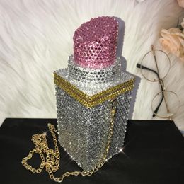 Storage Bags All Rhinestones Lipstick Shoulder Women Handbags Evening Purse Party Celebrity Designer Luxury Bag White