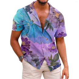 Men's T Shirts X Short Sleeve Pyjama Men's Fashion Trend Lapel Printed Casual Sleeved Shirt Cotton Long Large