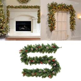 Decorative Flowers QWE123 Creative Christmas Wreath Ornament With 30 LED Lights Xmas Fireplace Decor Rattan Artificial Vine Tree O