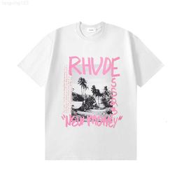 Designer t Shirt Rhude Chest Letter t Clothes Men Tee s Luxury Brand T-s Men's Short Sleeve Us Size S-xxl